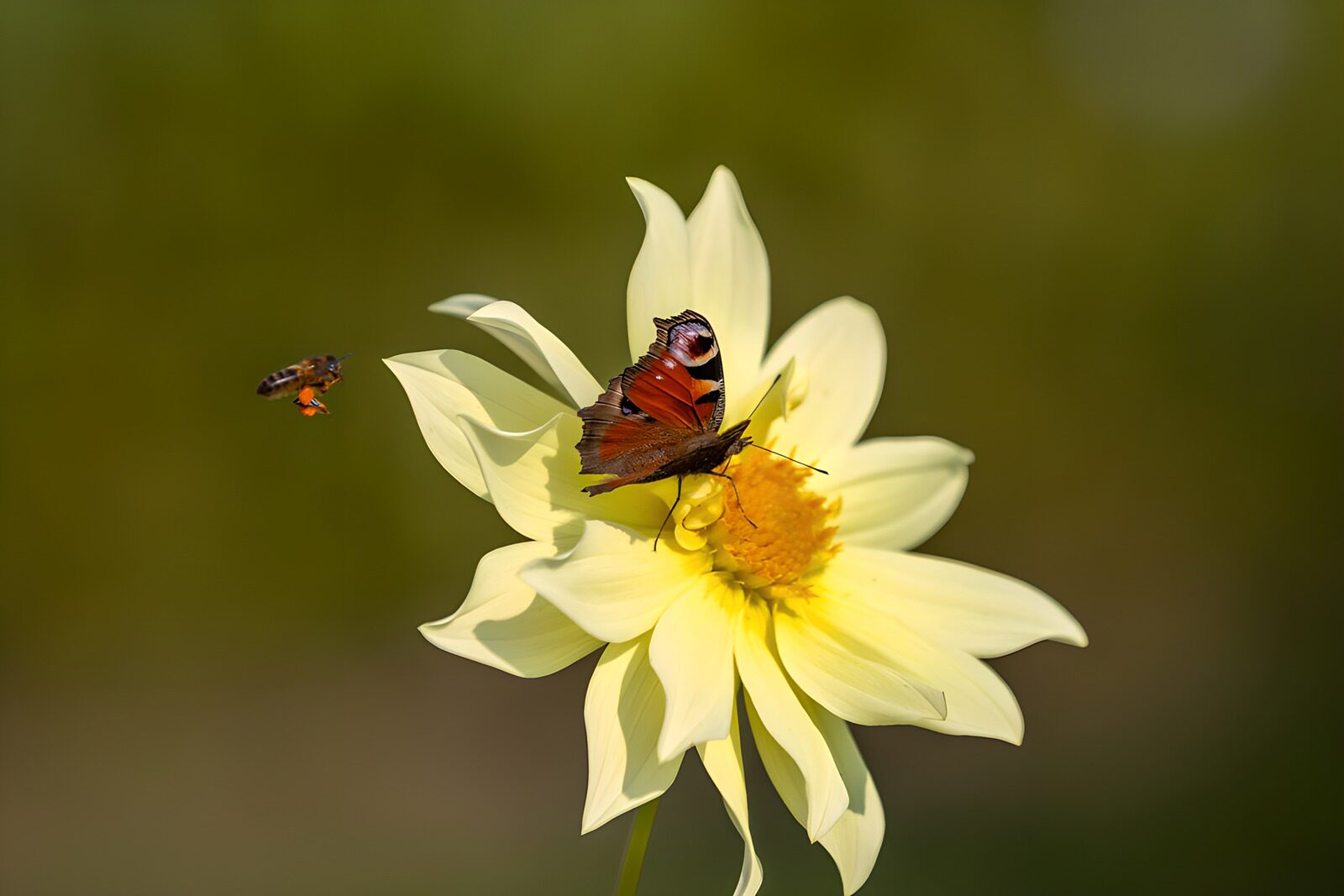 TPDE47067: Schmetterling und Biene auf Blume
