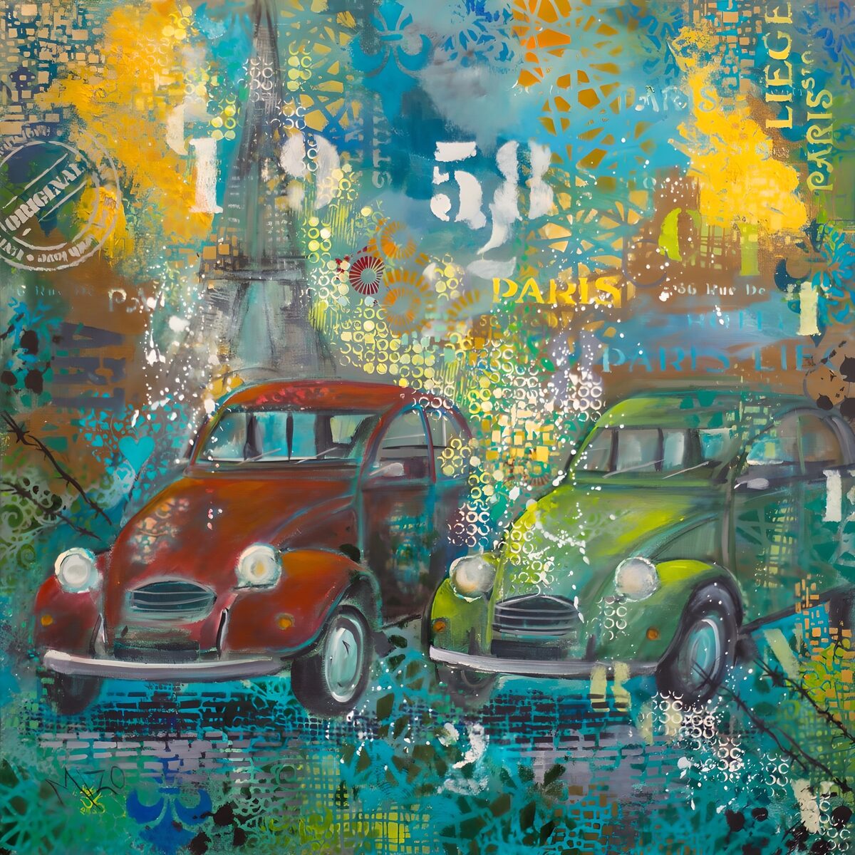 Bunte Autos in Paris