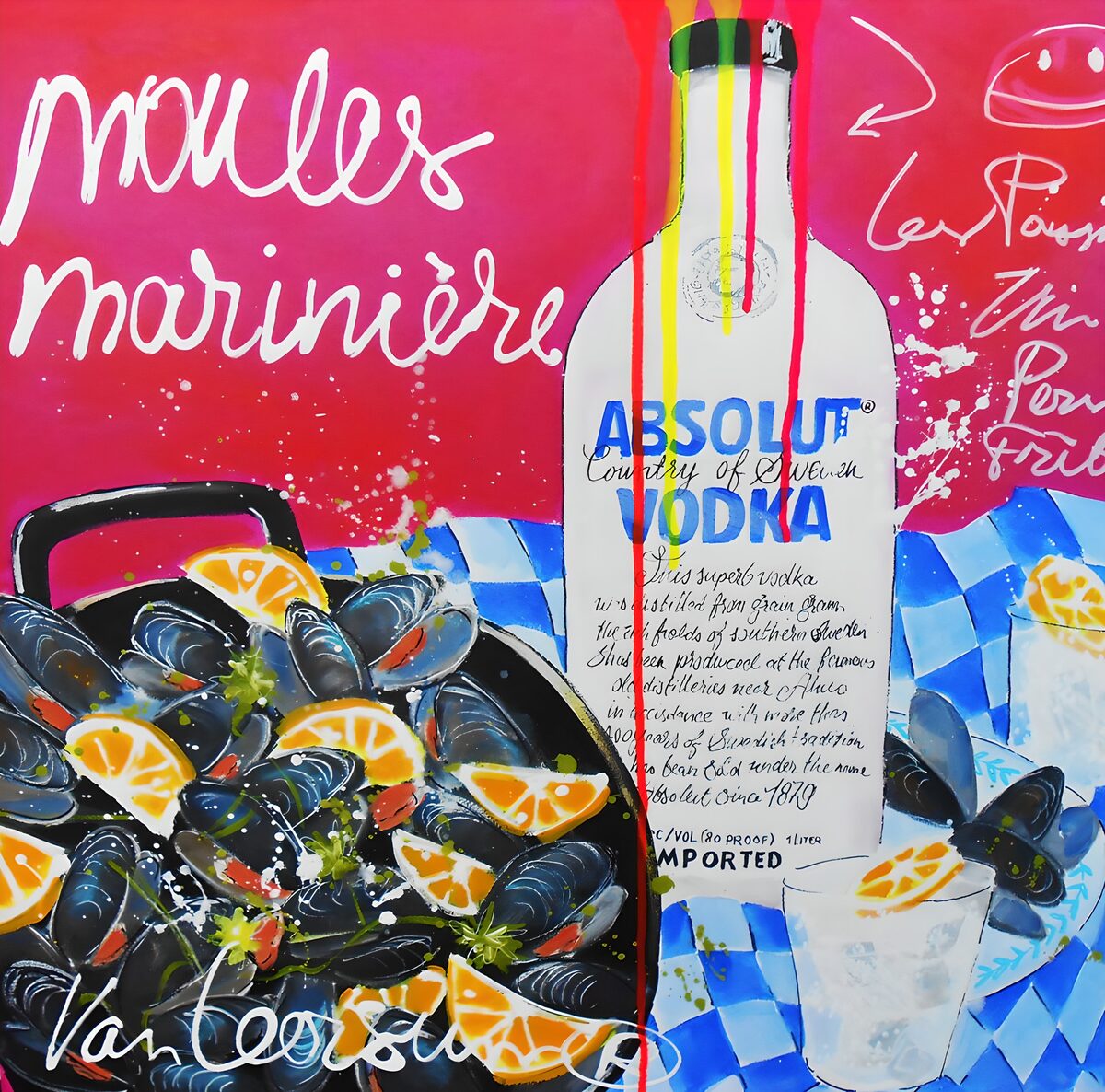 Muscheln und Vodka Kunstwerk