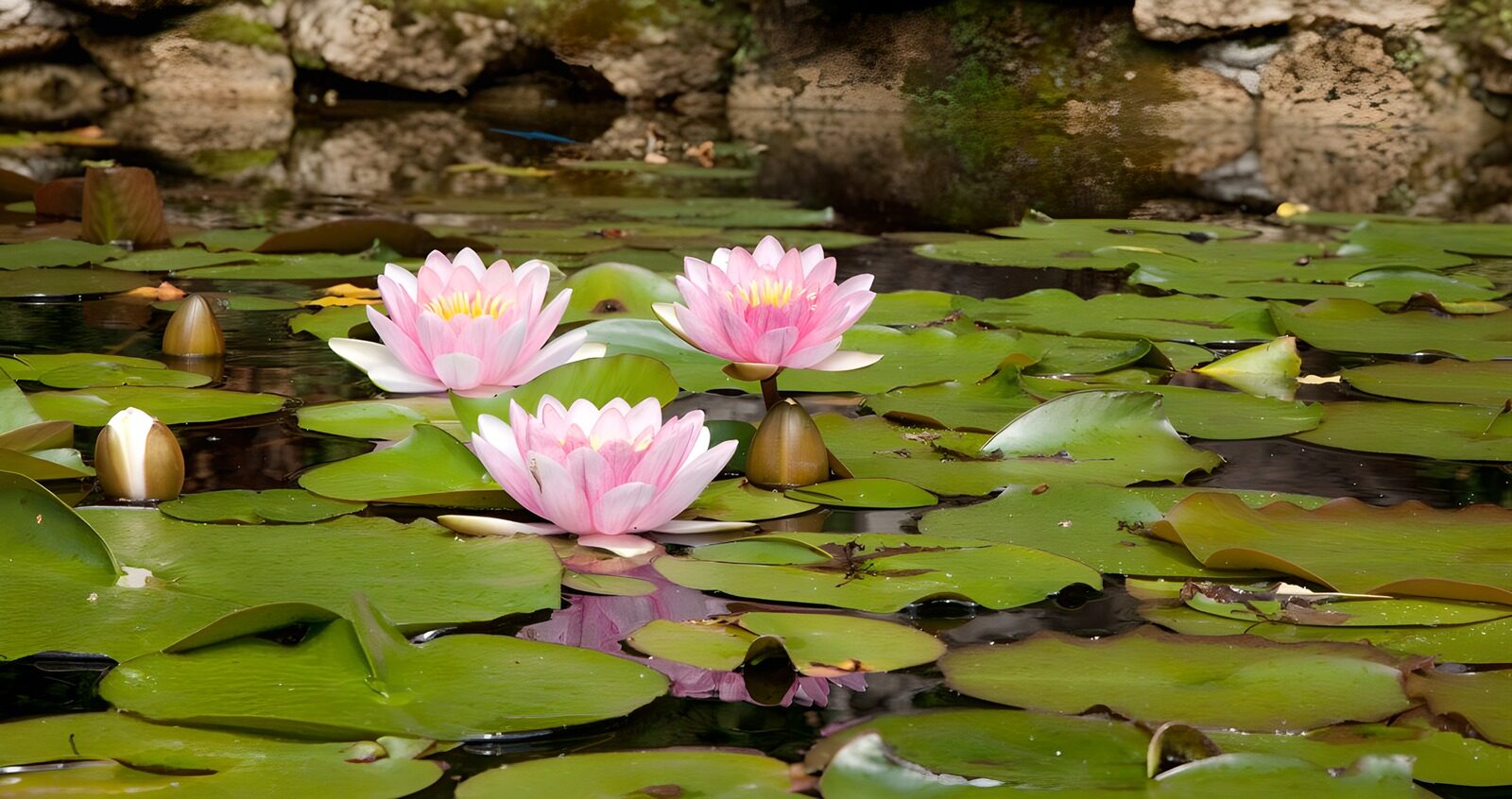 TPDE84279: rosa Seerosen in einem Teich