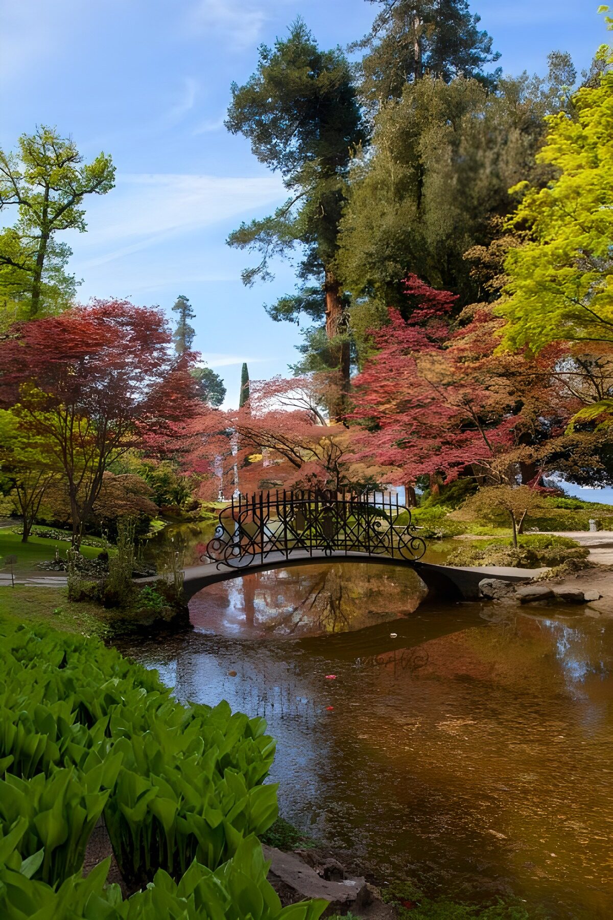 eine Brücke mitten im japanischen Garten