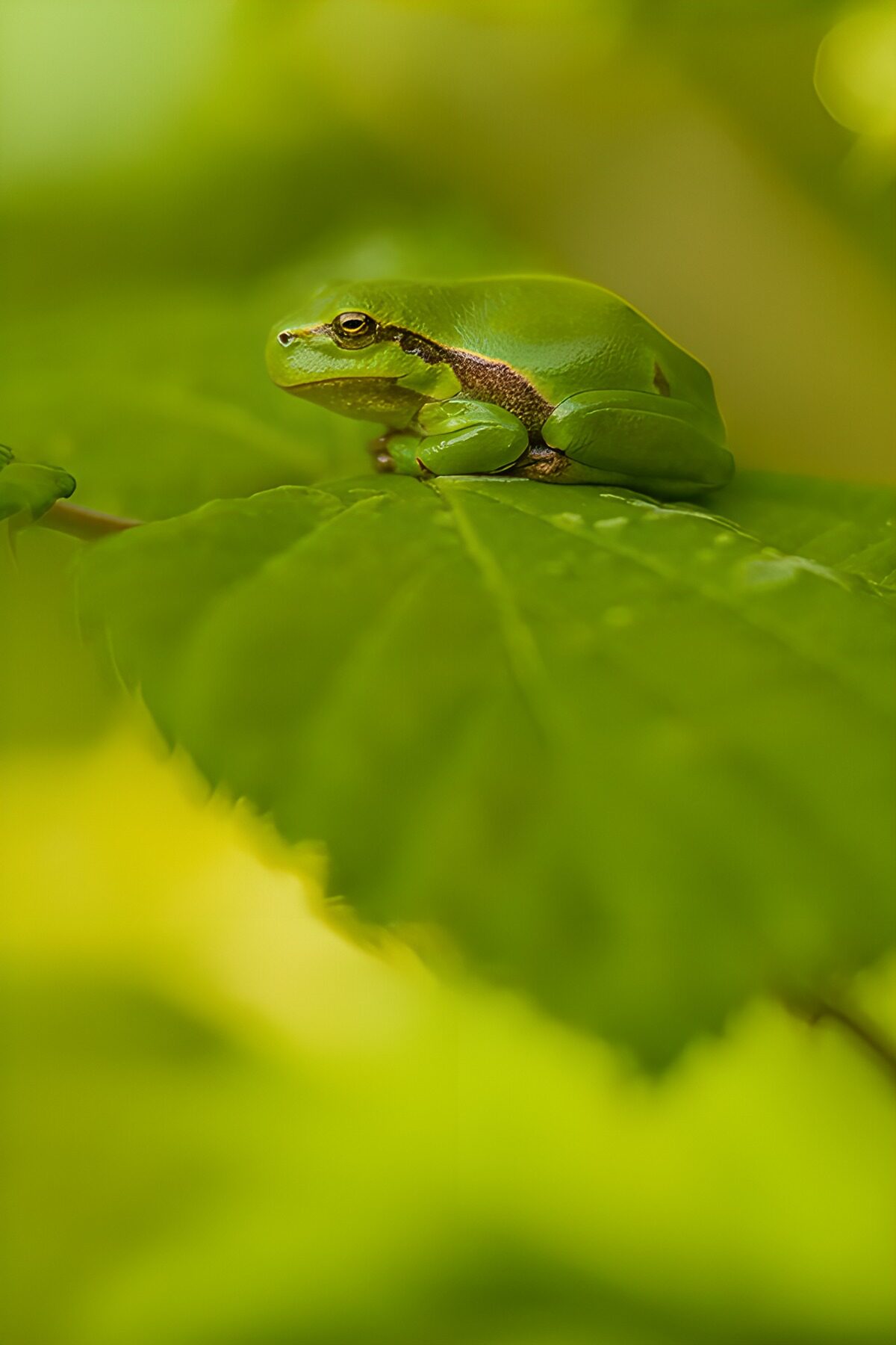 TPDE71981: Grüne Frosch auf einem Blatt