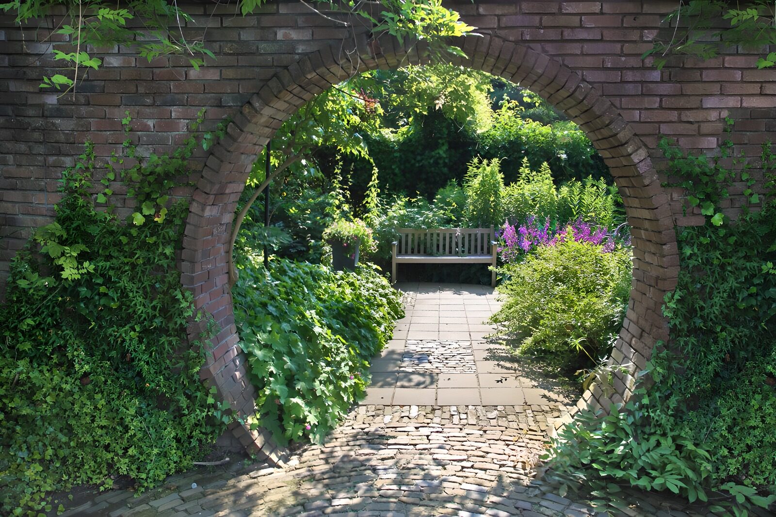 TPDE79588: Magischer Gartenblick durch den Bogen