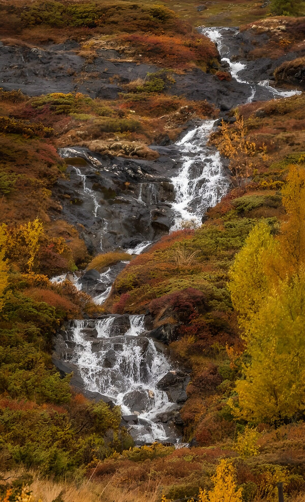 TPDE61151: Herbstlicher Wasserfall in den Bergen