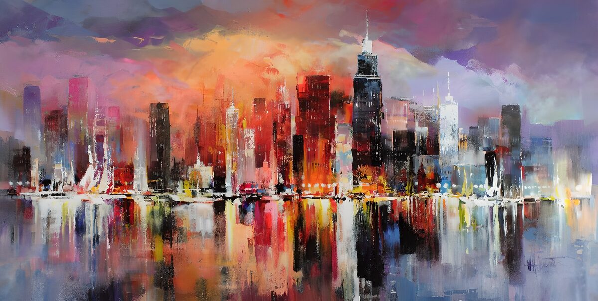 TPDE72669: Artist Impression von New York an der Hudson