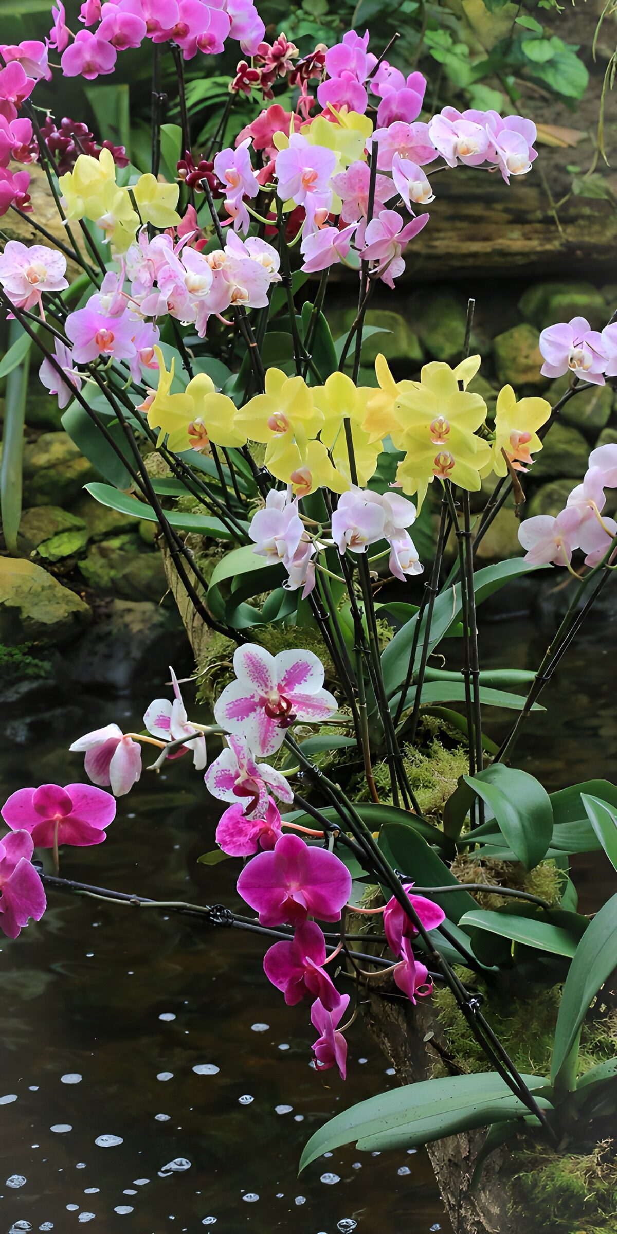 Bunte Orchideen im grünen Paradies