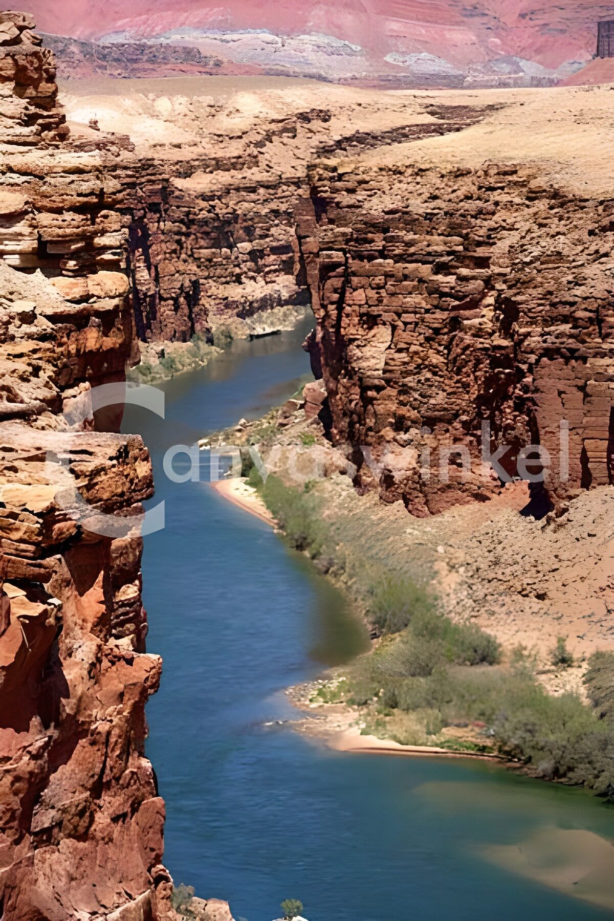 "der Colorado River" fließt durch die steile Schlucht der Grand Canyon (USA)