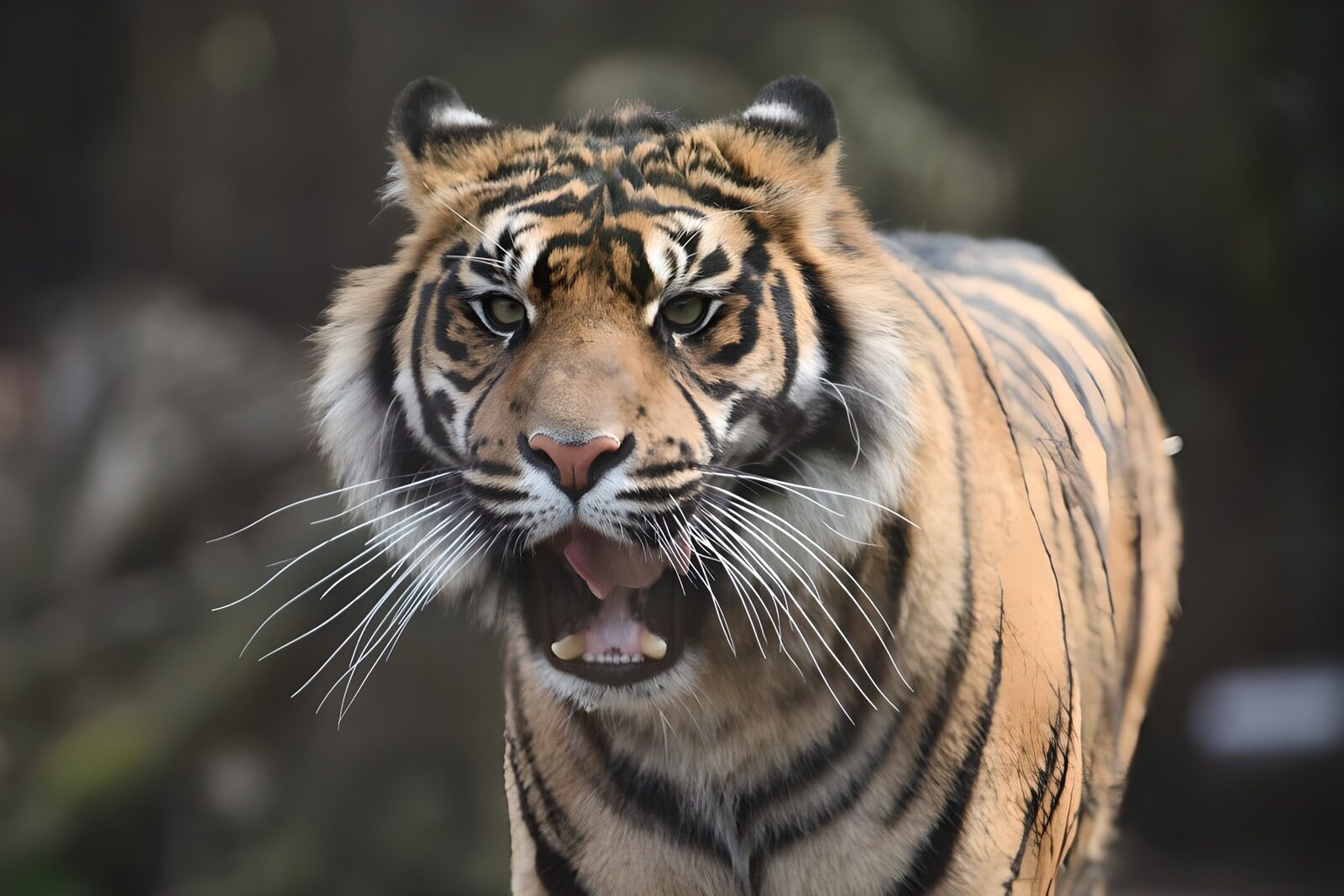 TPDE24389: ein brüllender Tiger warnt vor Gefahr