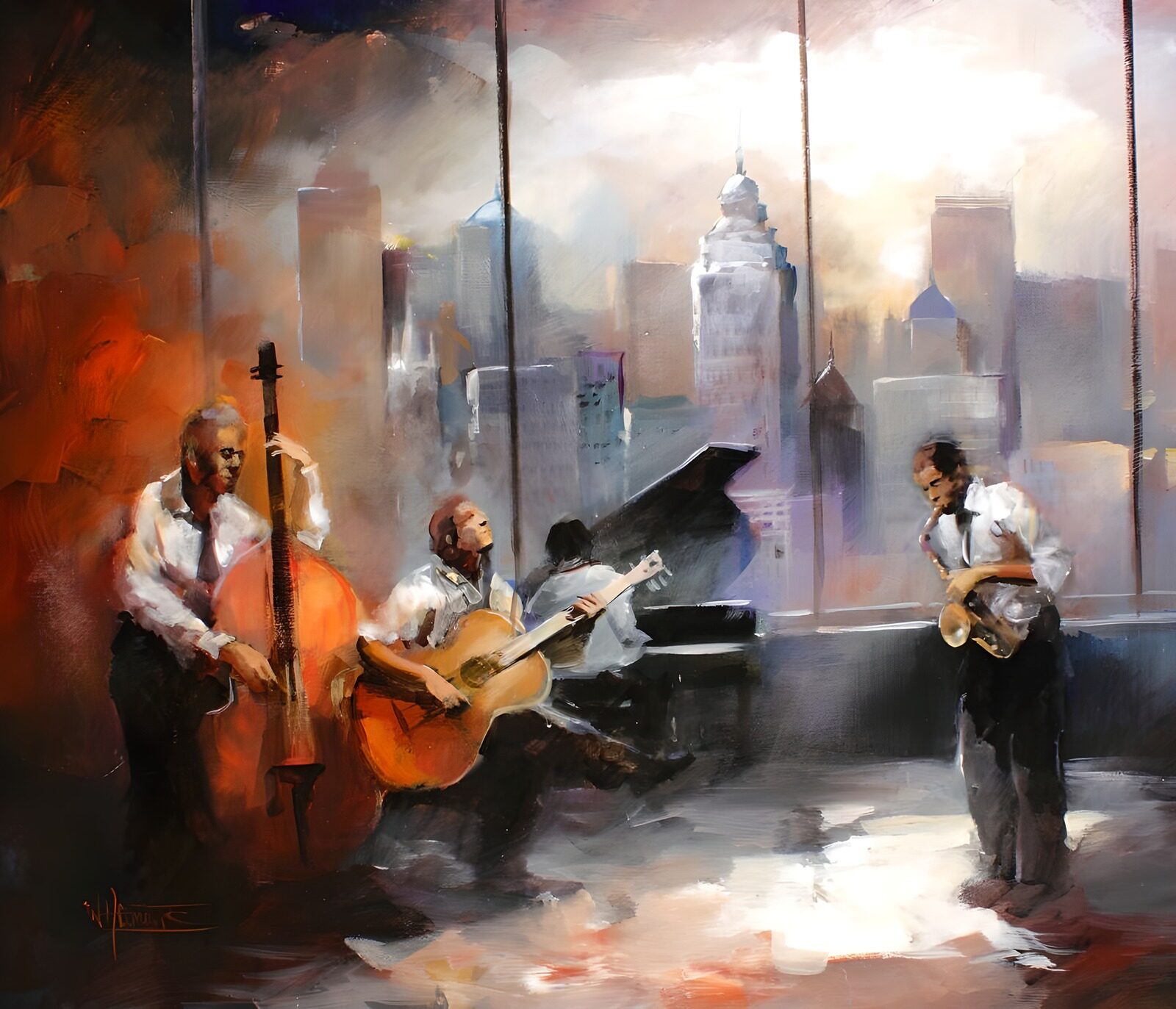 TPDE20711: bemalte Leinwand mit Jazzband