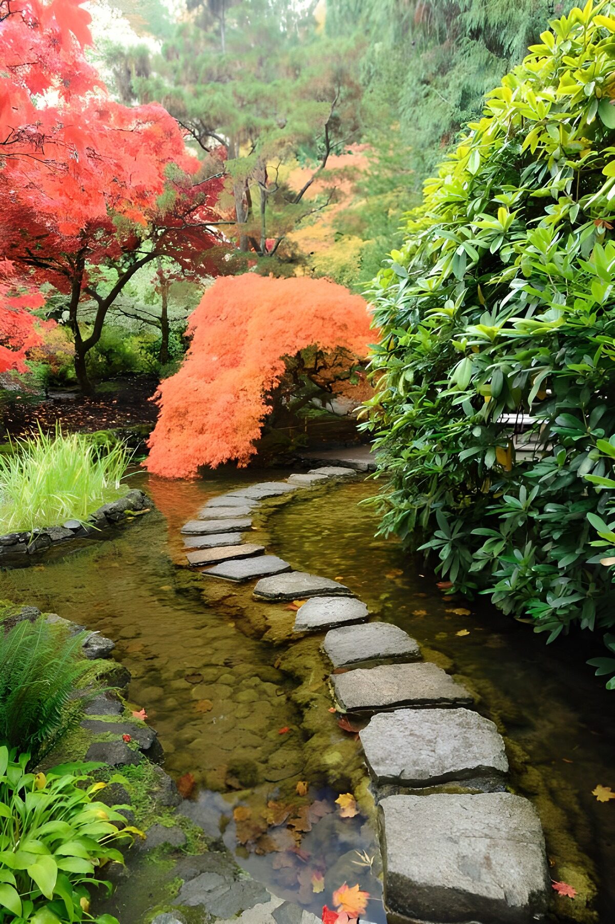 TPDE75451: typische Bewachsung in einem japanischen Garten