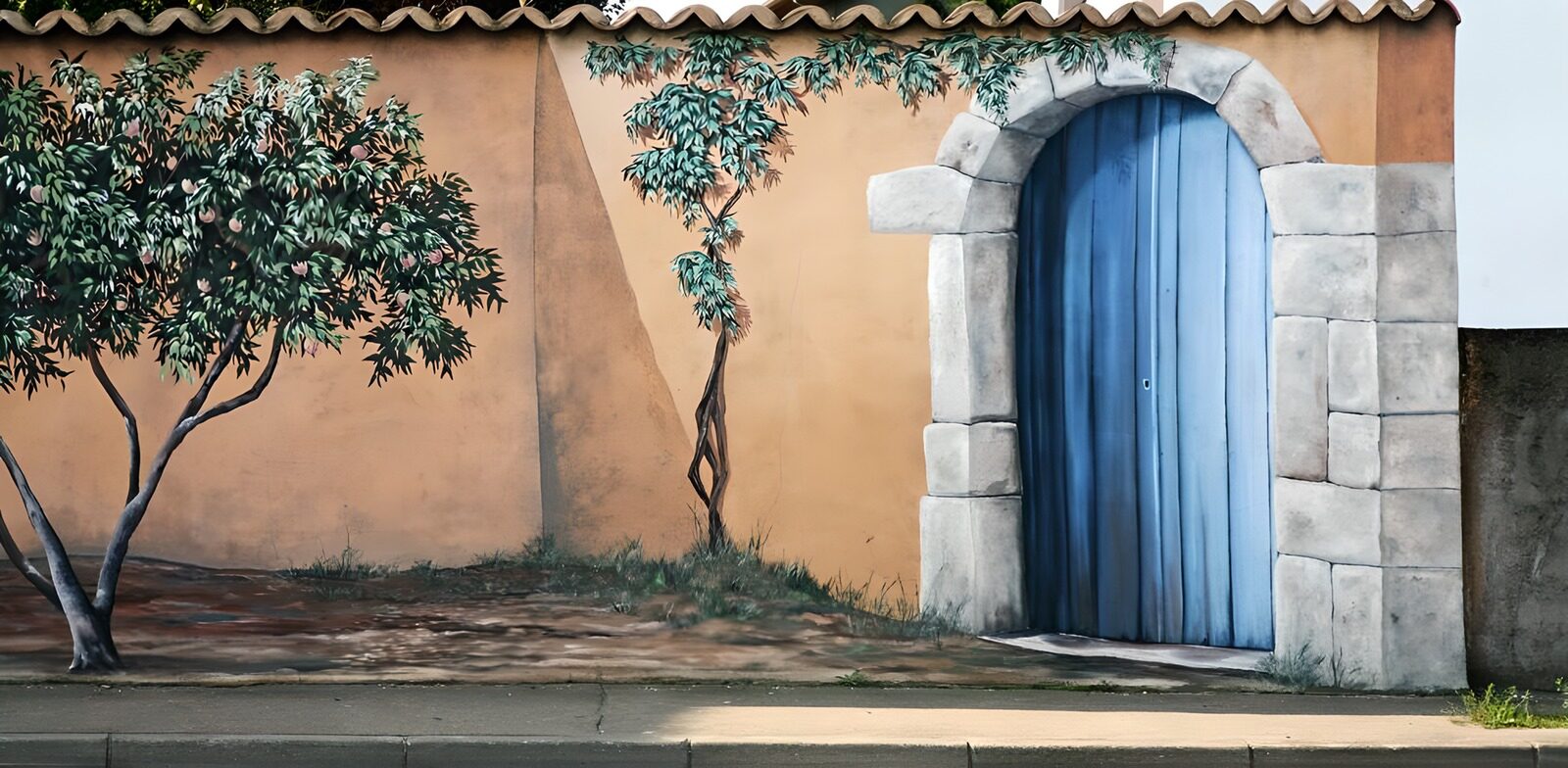 TPDE72231: Mauermalerei (trompe d'oeil) in einem französischen Dorf