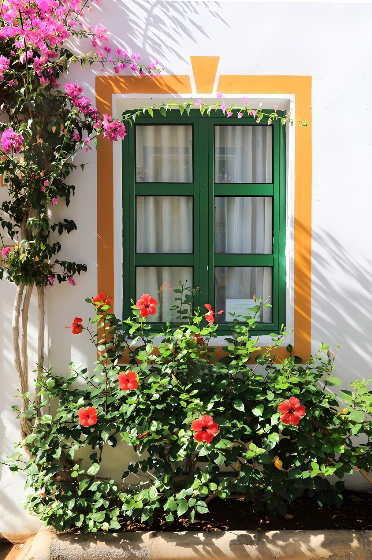 TPDE92727: Buntes Fenster mit Blumen