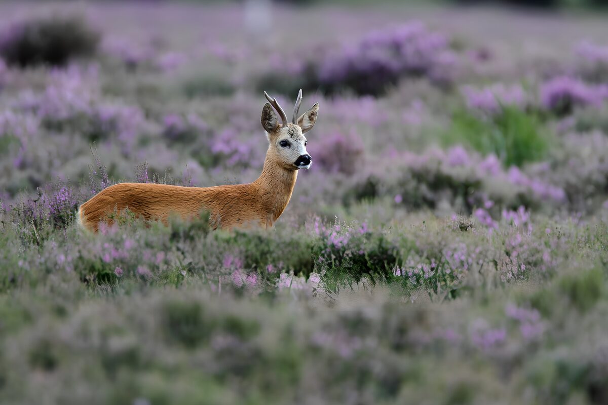 TPDE47406: Reh in lila blühender Heide