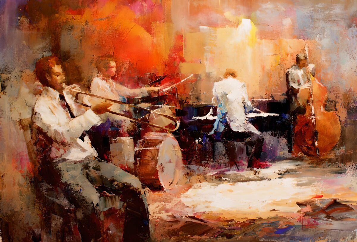 TPDE70806: Jazzband in lebhaften Farben