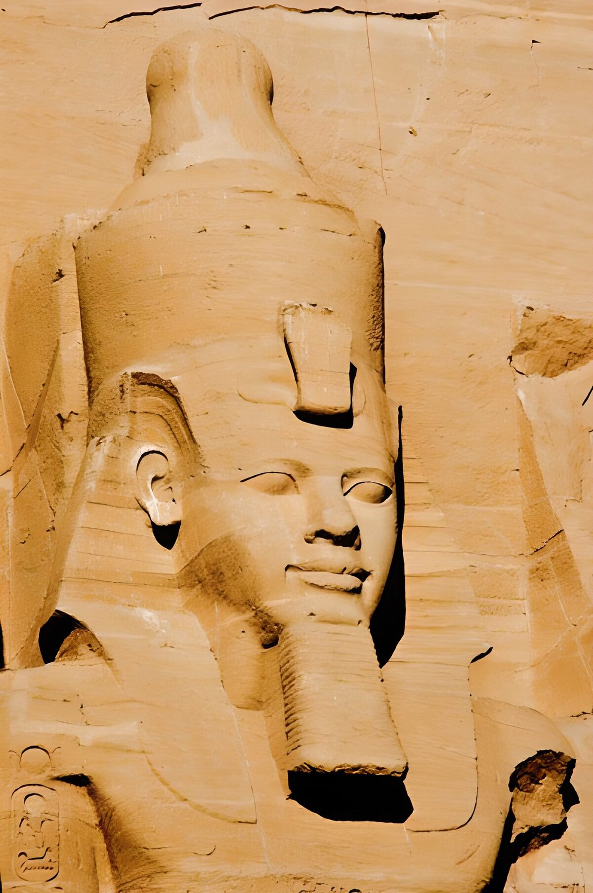 Relief eines Pharaos an der Pyramide von Gizeh