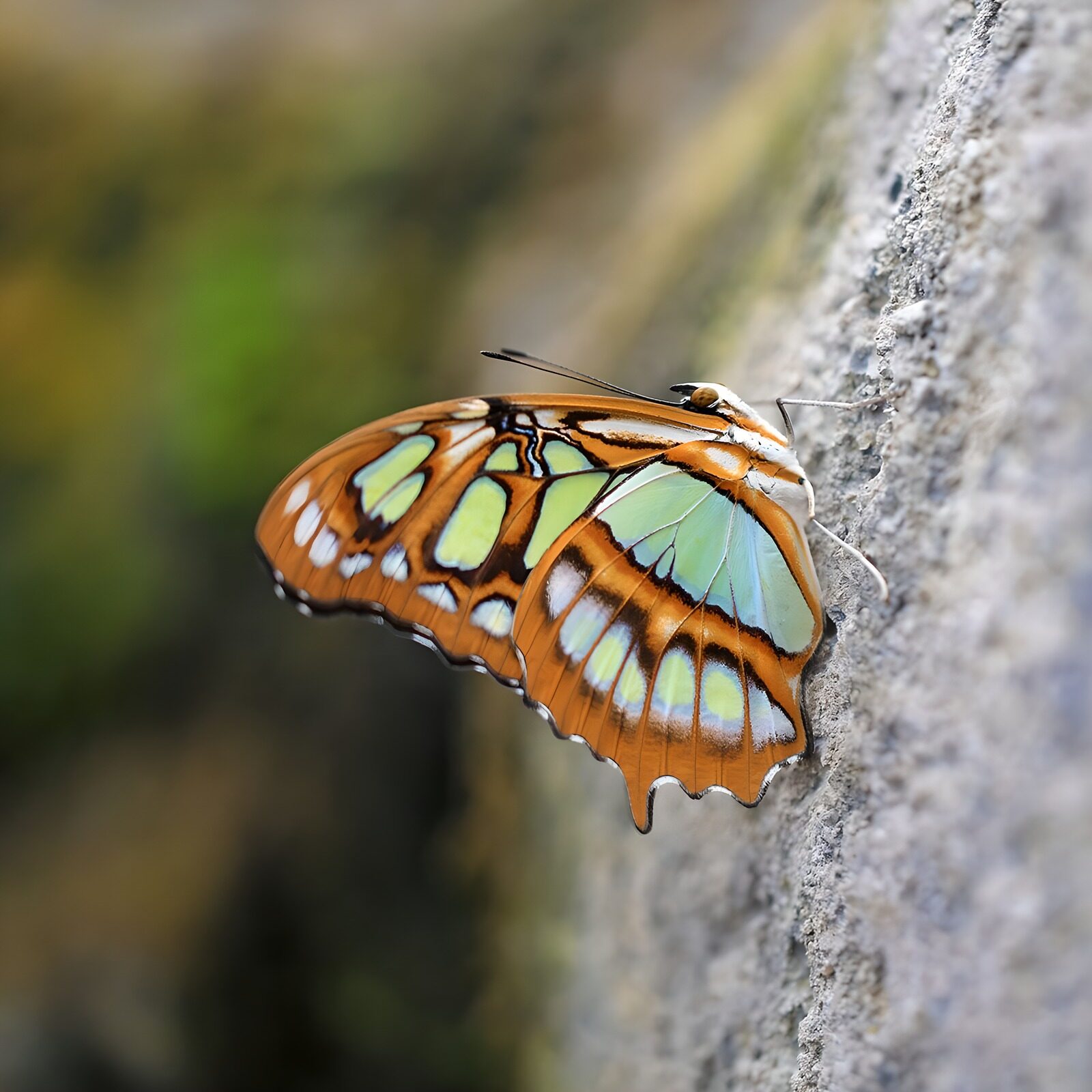 TPDE26150: Schmetterling in Braun- und Grüntönen an Baumrinde