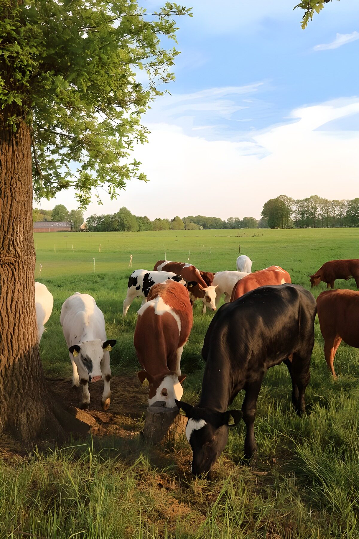 TPDE76687: Kühe auf der Wiese unter einem Baum