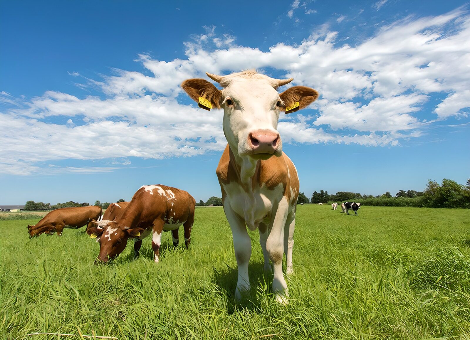 TPDE98028: Kühe und ein neugieriges  Kalb in einer Weide