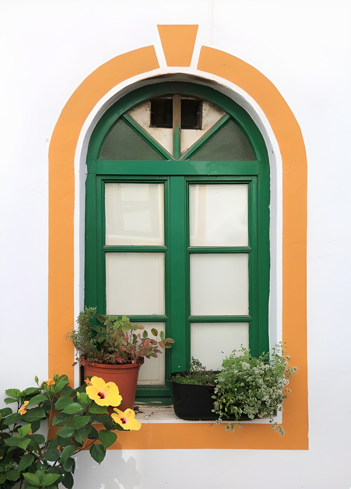 TPDE67891: Buntes Fenster mit Blumen