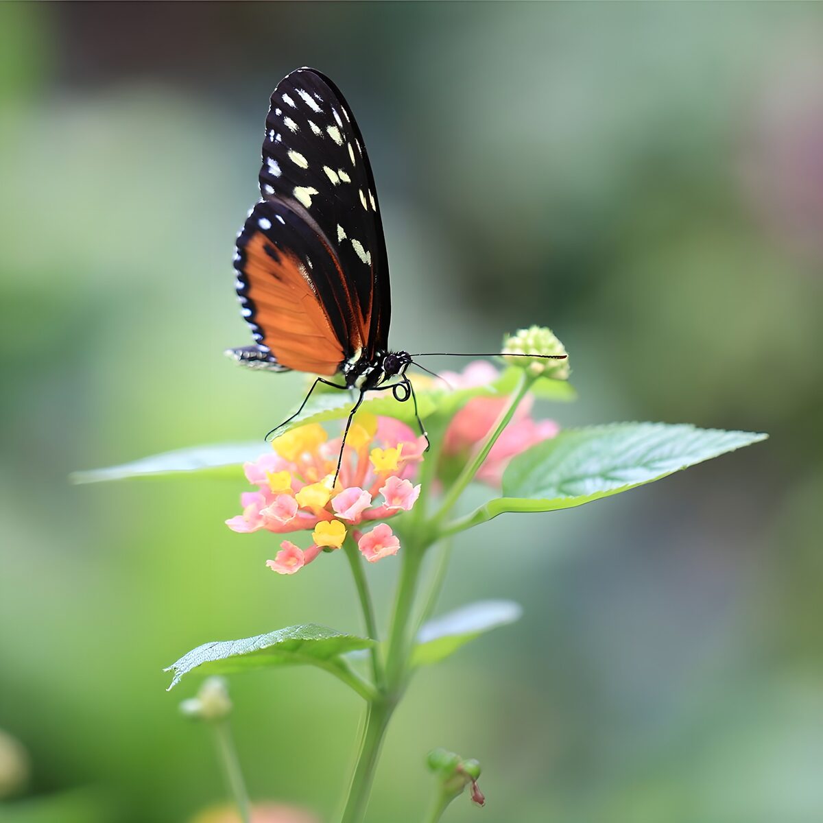 TPDE38213:  ein Schmetterling hält sich mit seinen Krallen an einer Blüte fest