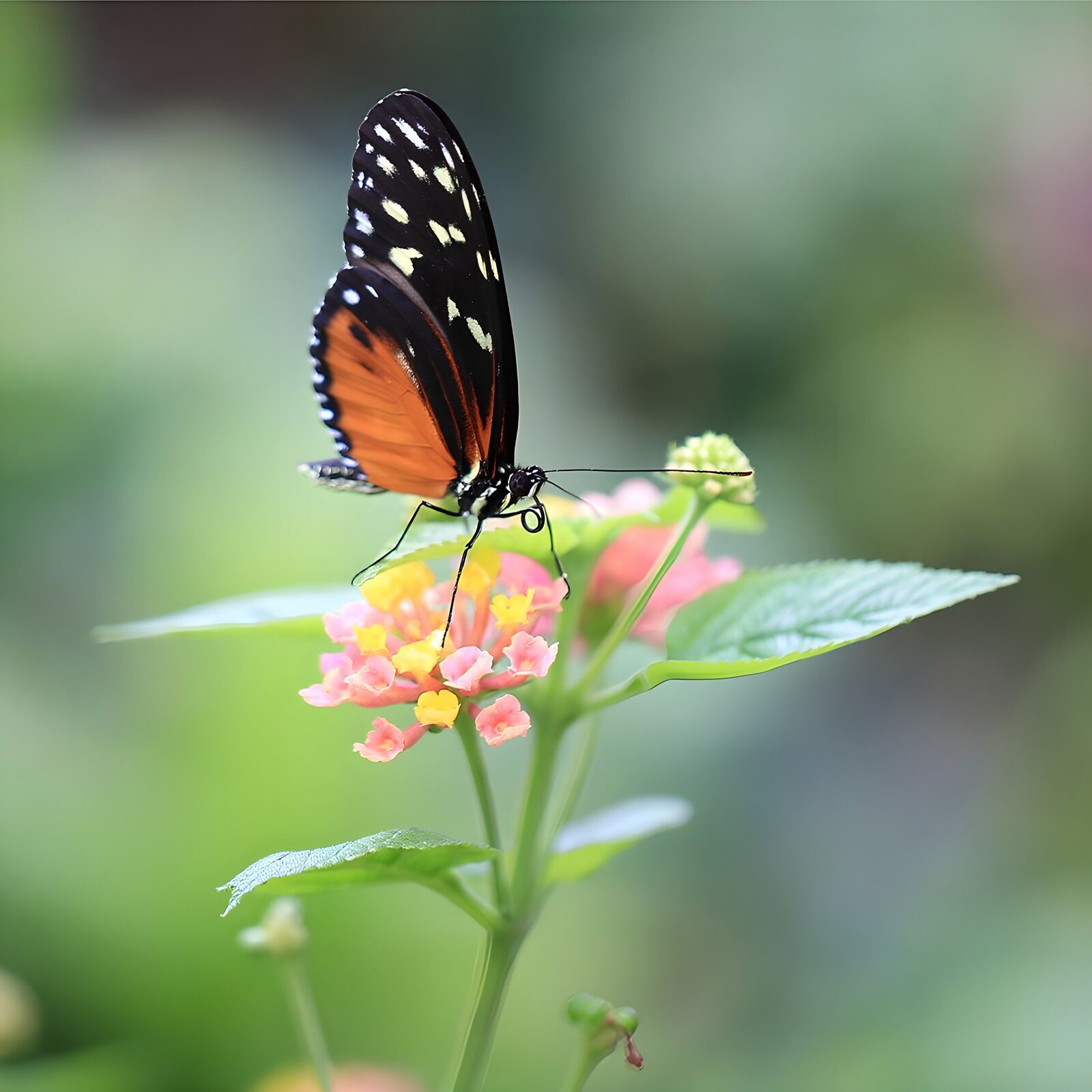 TPDE38213:  ein Schmetterling hält sich mit seinen Krallen an einer Blüte fest