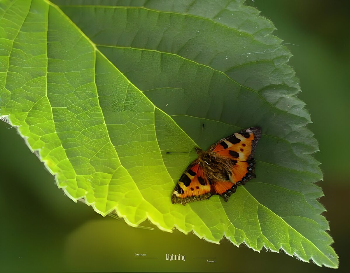 Schmetterling "kleiner Fuchs" auf einem Blütenblatt