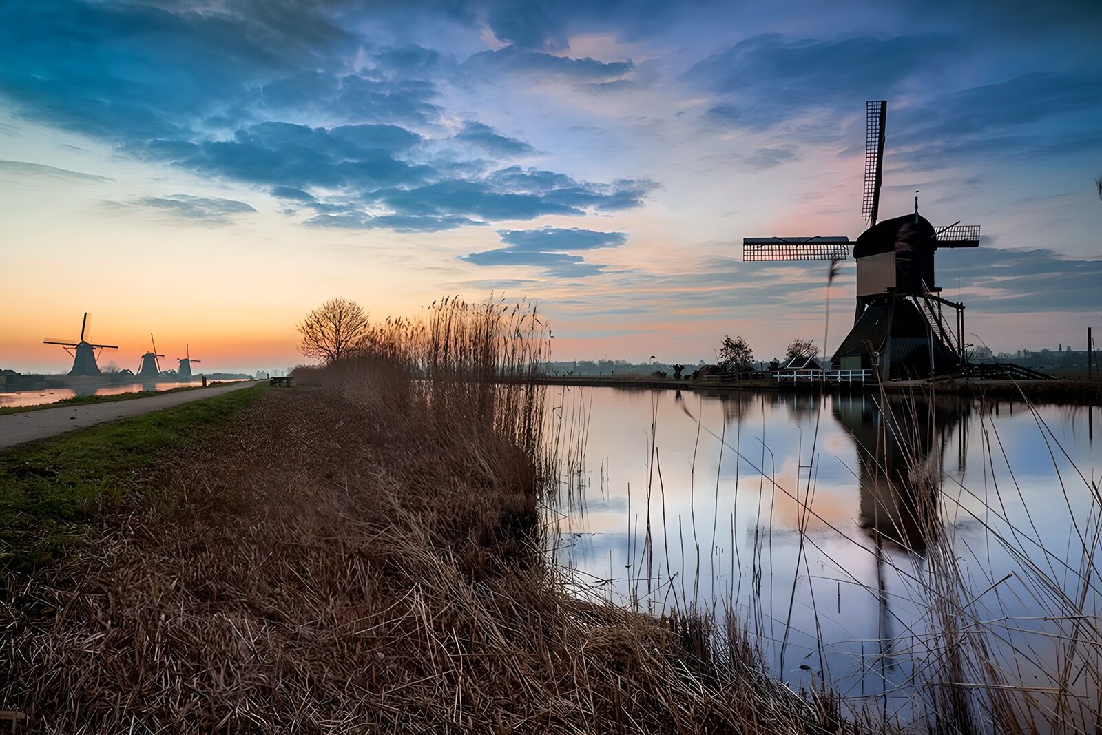TPDE62256: Poldermühle mit Flügelkreuz in einem Polder