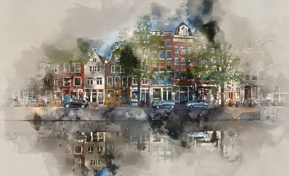 Bunte Grachtenhäuser in Amsterdam