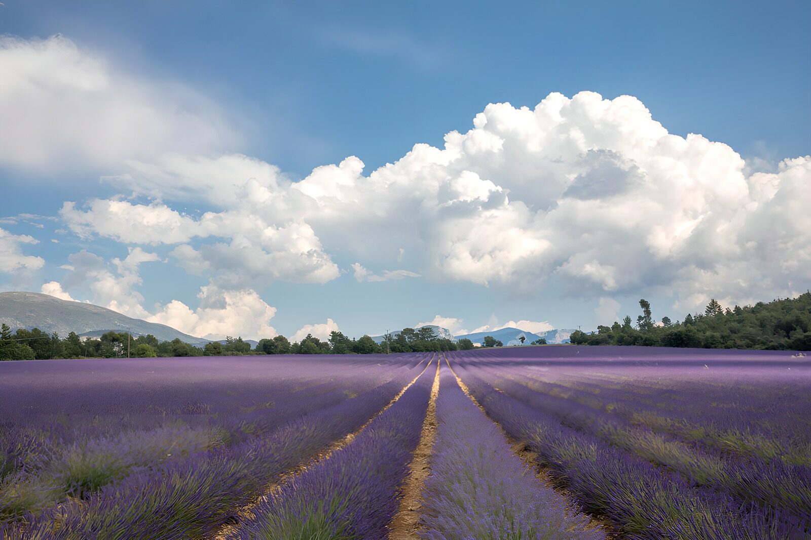 TPDE78500: Lavendelfeld unter blauen Himmel