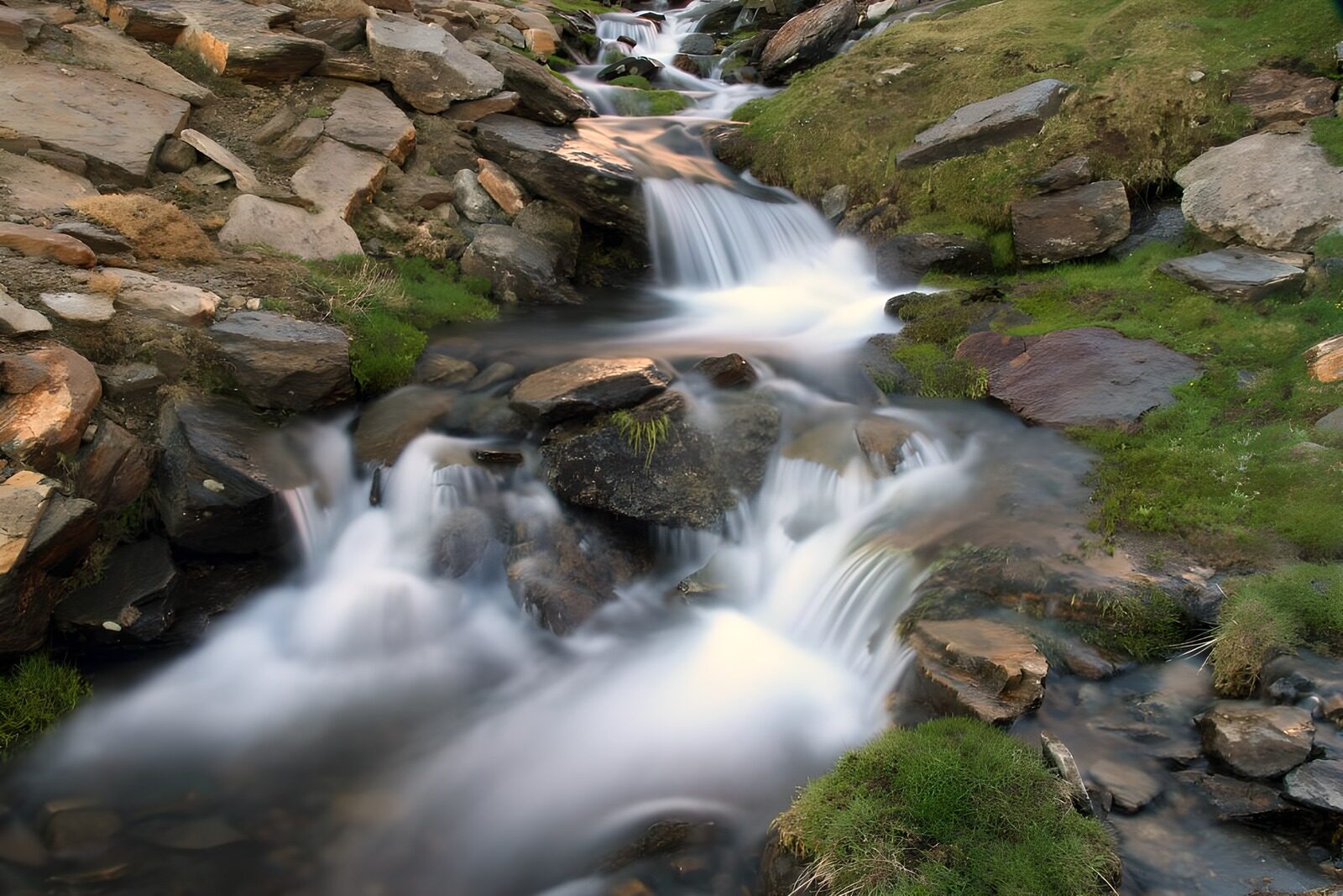 TPDE37250: das Wasser der Wasserfälle strömt unaufhaltsam weiter