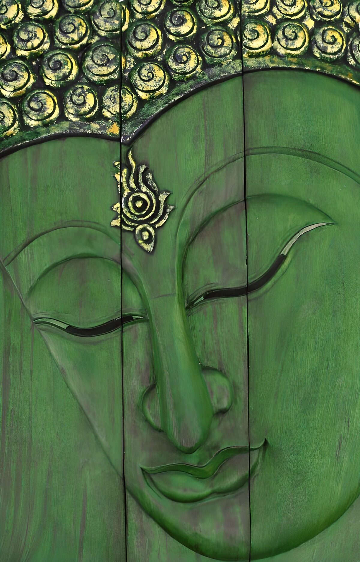 TPDE90841: Buddha auf einer grünen Tür, als Symbol Wachstum