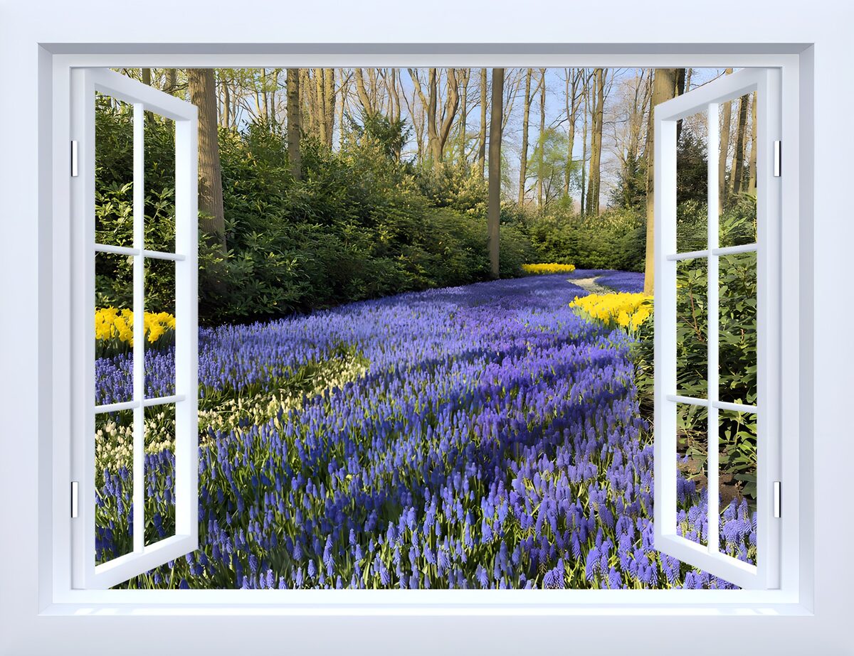 TPDE62183: Blühendes Gartenparadies im Fensterblick