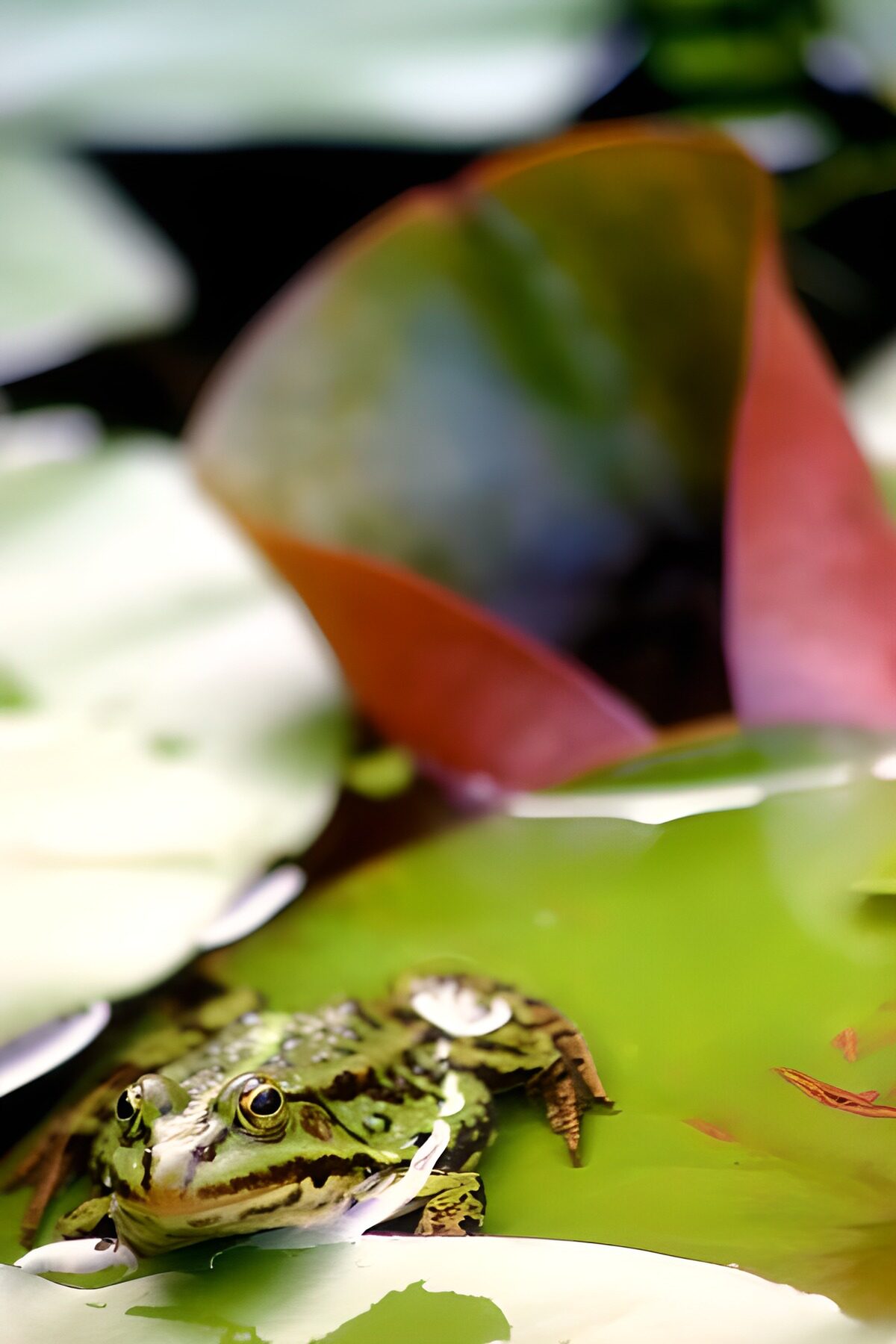 Frosch auf dem Blatt einer Seerose