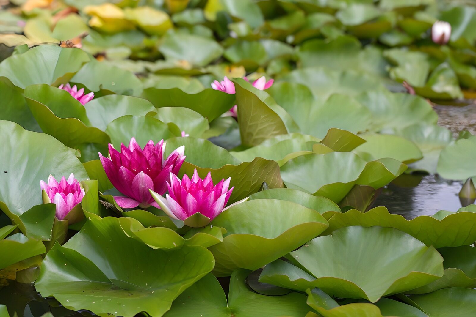 TPDE60463: blühende lilafarbene Seerose in einem Teich