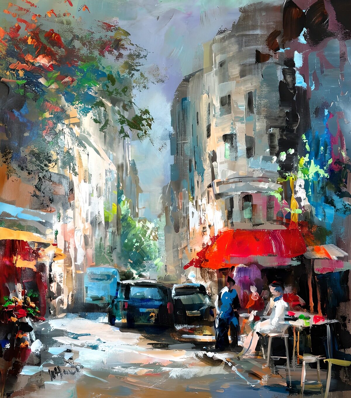 TPDE67908: Straßencafé im Sommerlicht