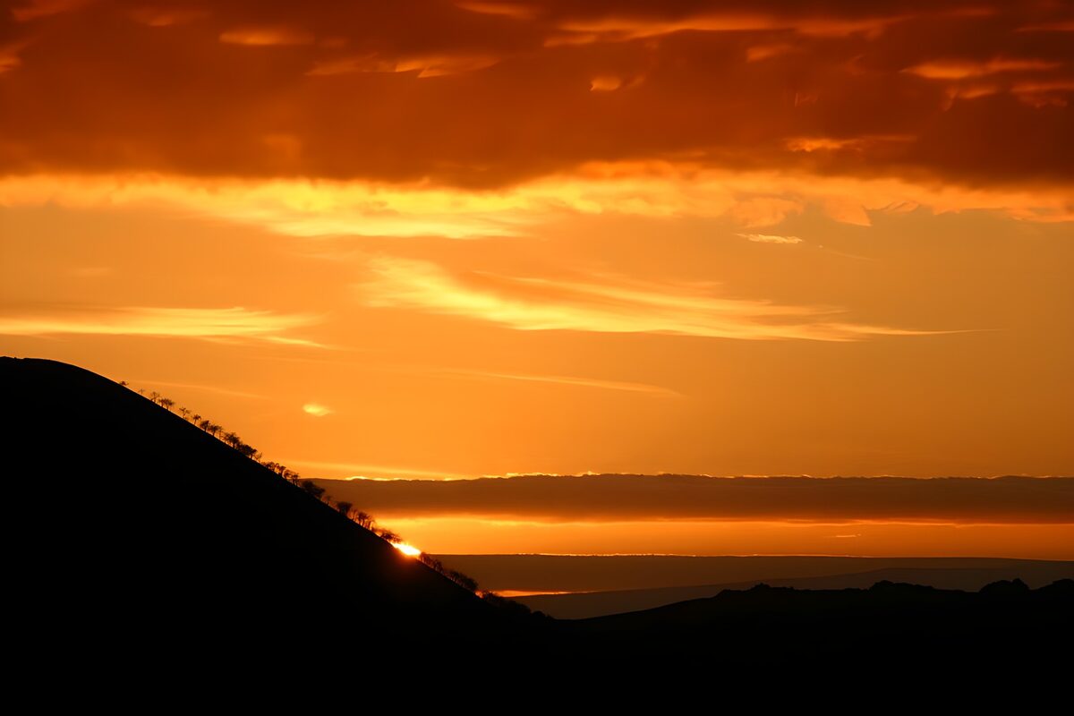 orange, gelb, weiß, braun alle Farben, die zu einem Sonnenuntergang gehören