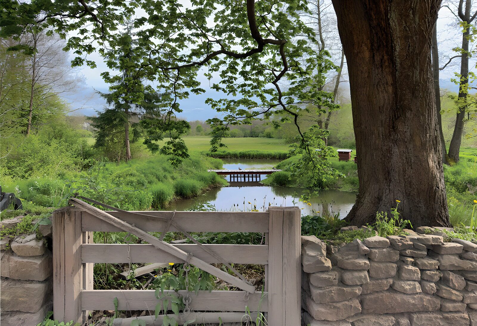 TPDE14528: Naturidylle mit Brücke und Tor