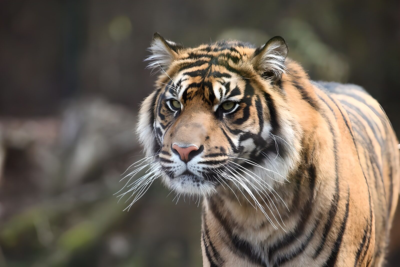 TPDE14756: ein Tiger mit schöner Streifenzeichnung lauert auf eine Beute