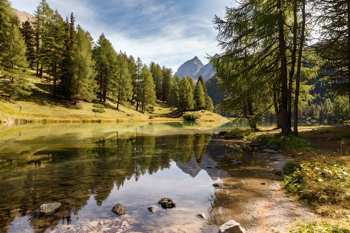 TPDE42249: Malerischer Bergsee im Herbst
