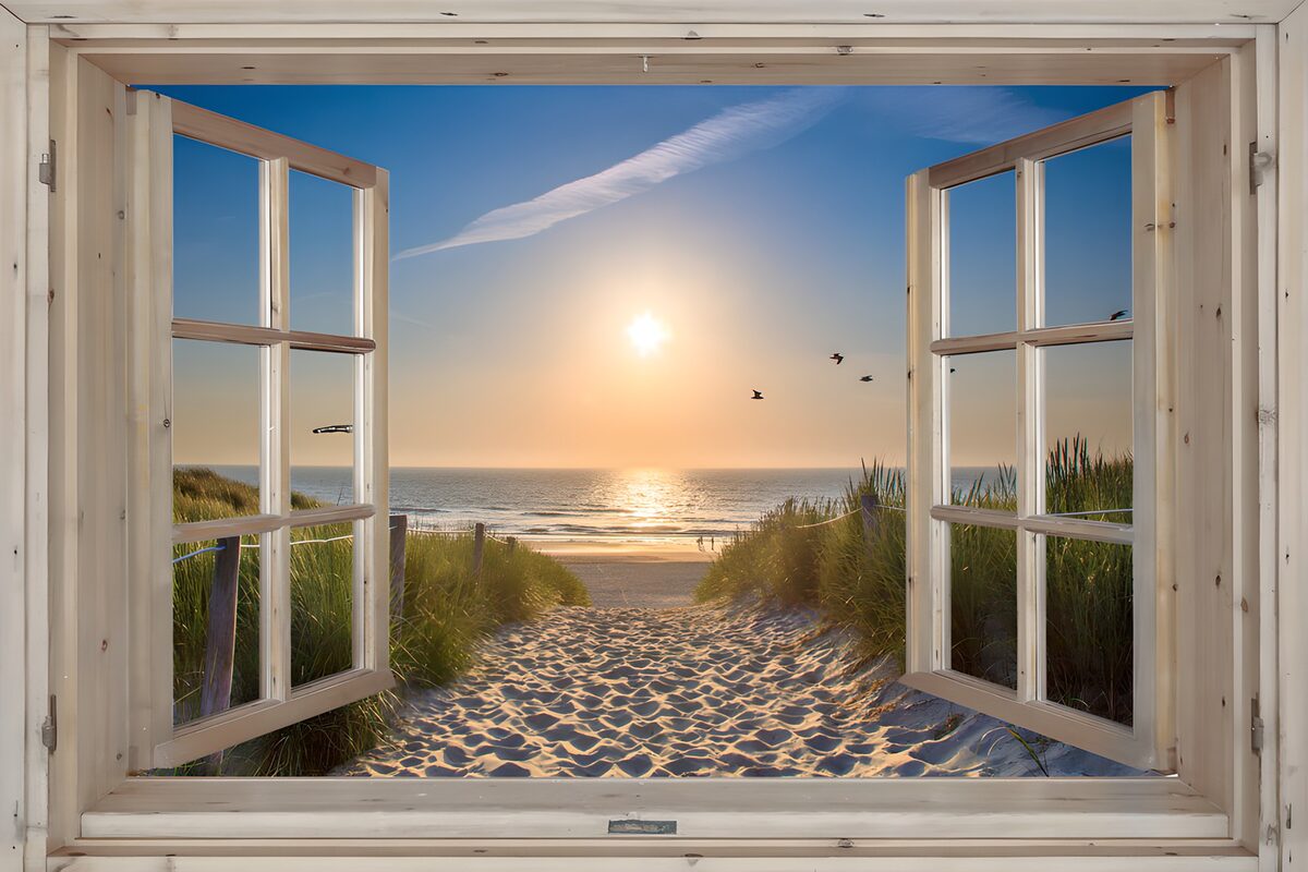 Sonnenuntergang am Strandfenster