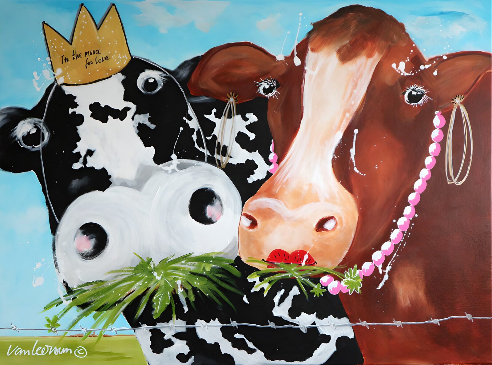 TPDE87365: Liebende Kühe in bunten Farben