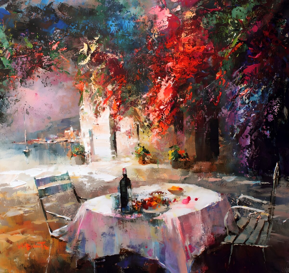 TPDE28958: Farbenfrohe Tafel am Meer