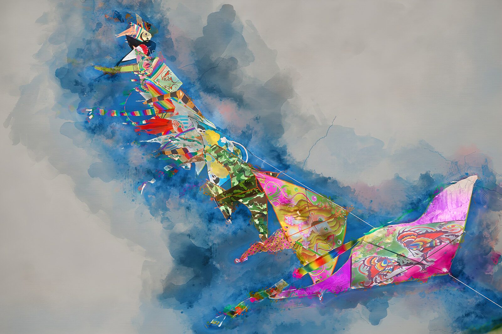 TPDE53290: Farbenfrohe Drachen im Himmel