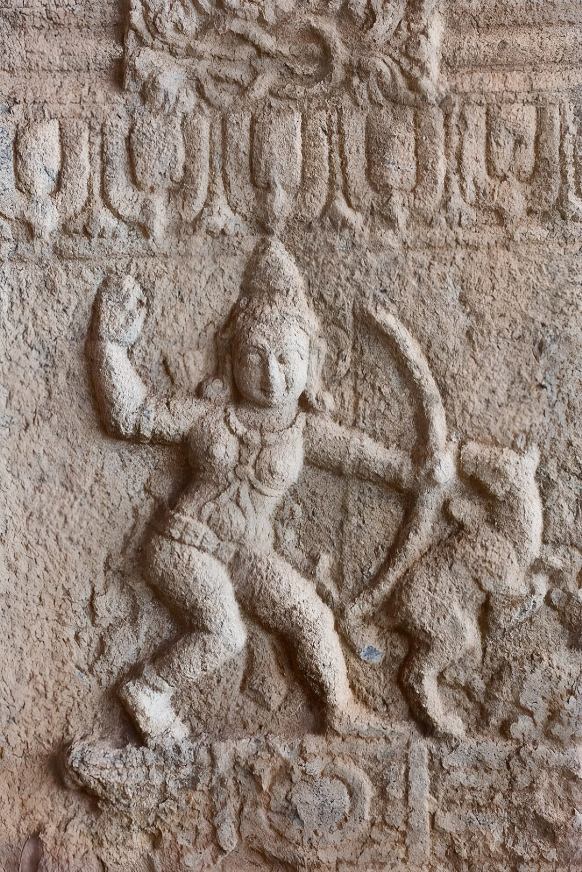 Relief eines Hinduisten, der auf der Jagd ist mit seinem Hund