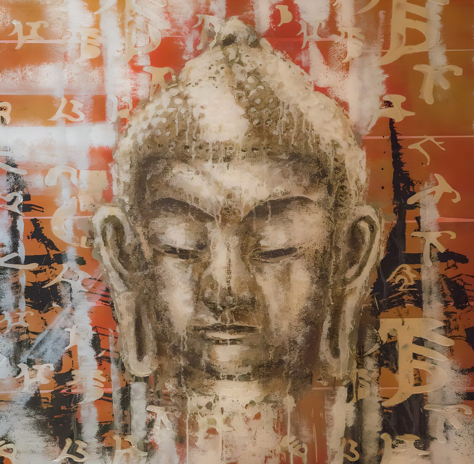 TPDE73778: Buddha-Kopf mit kalligraphischen Mustern