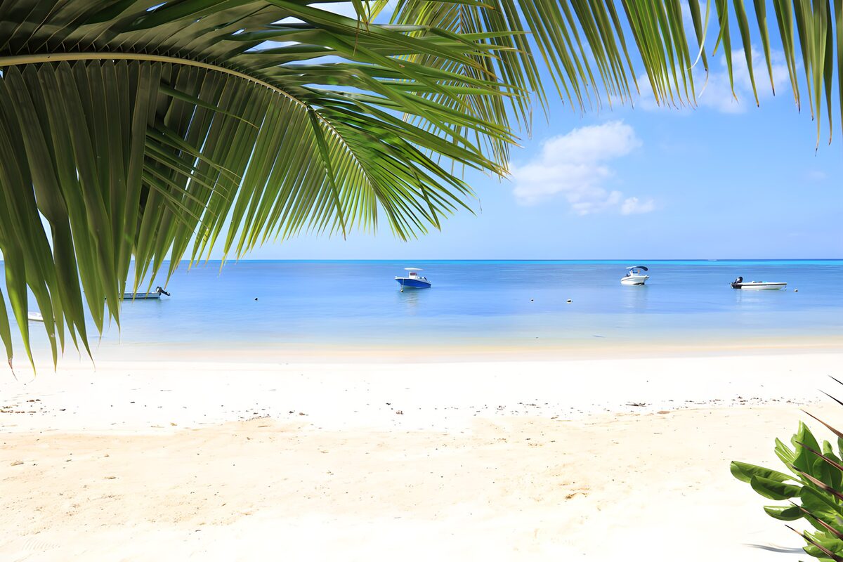 TPDE43376: Strahlender Strand mit Booten