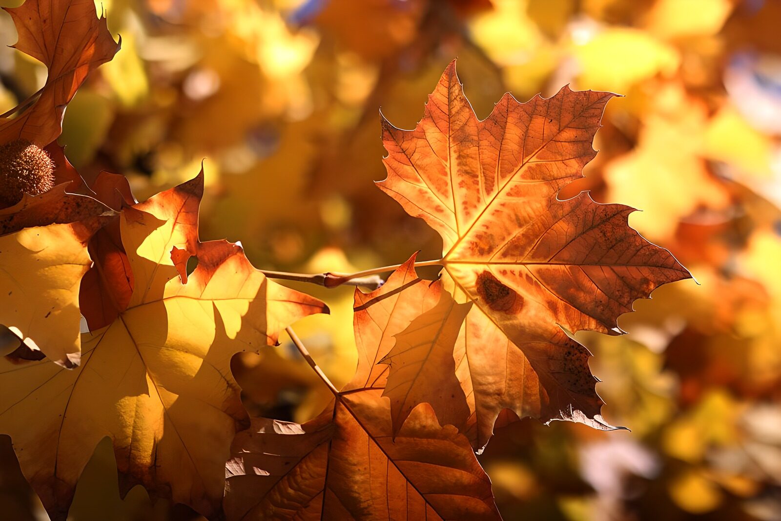 TPDE34601: das Sonnenlicht scheint auf die bunten Herbstblätter