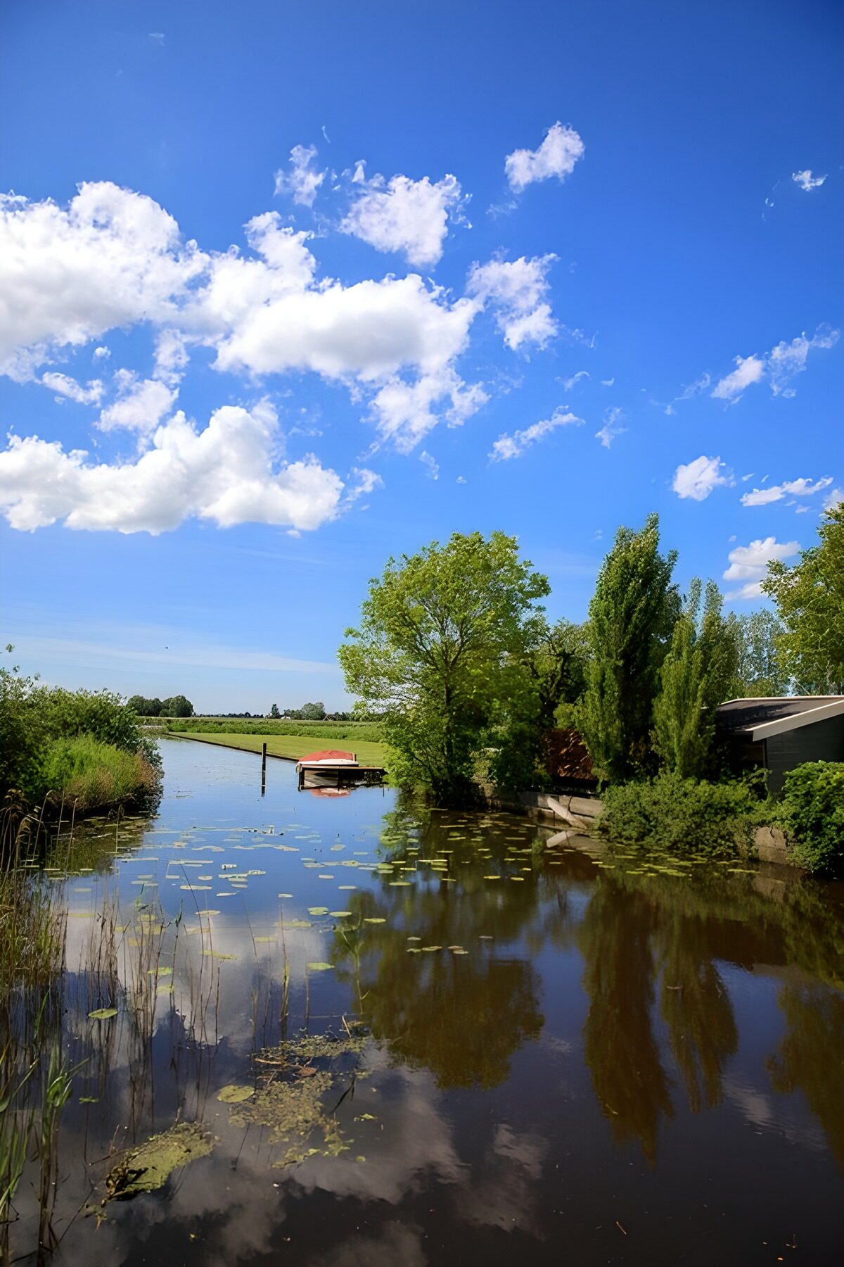 TPDE35610: : Ruhiger Fluss unter blauem Himmel
