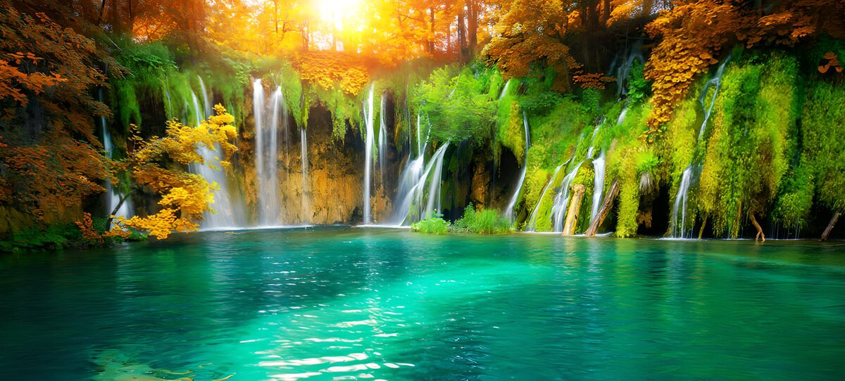 TPDE48712: Herbstliche Wasserfälle in der Natur