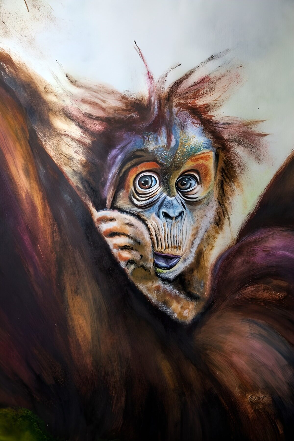 TPDE39174: Schüchterner Orang-Utan im Dschungel